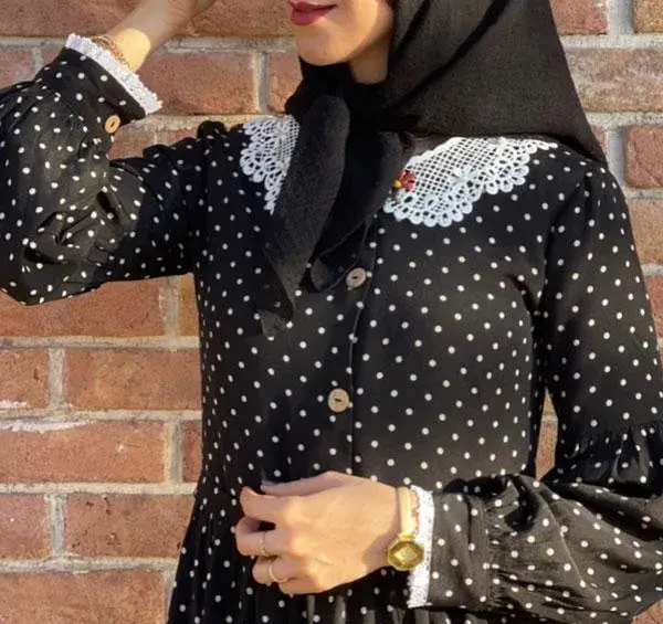 عکس مدل لباس مجلسی دخترانه با پارچه خال خالی