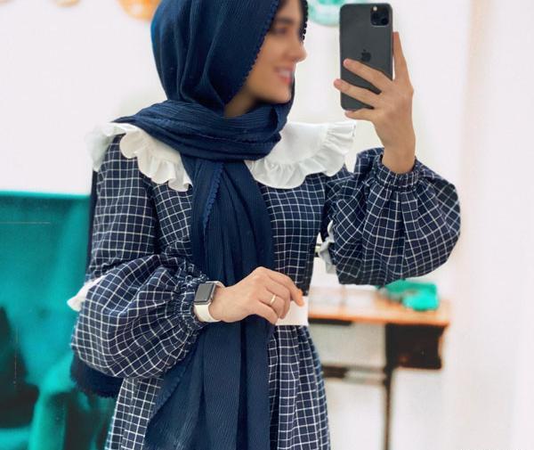 عکس لباس مجلسی دخترانه با پارچه چهارخونه