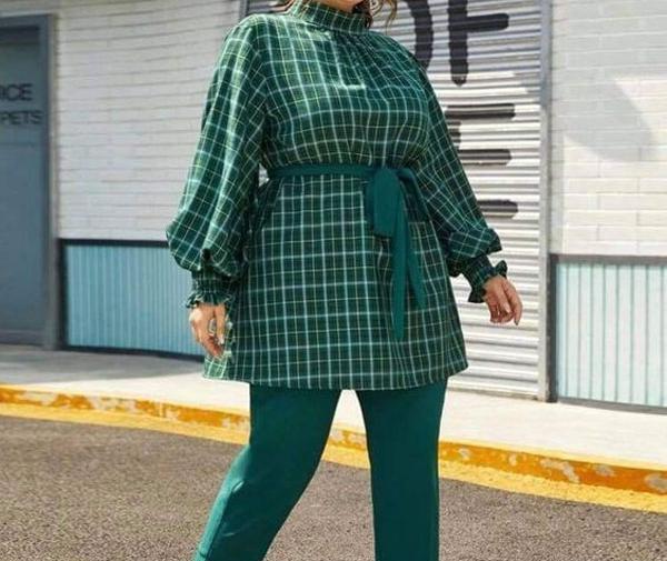 عکس لباس مجلسی دخترانه با پارچه چهارخونه
