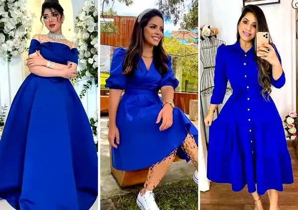 عکس لباس مجلسی دخترانه رنگ آبی کاربنی