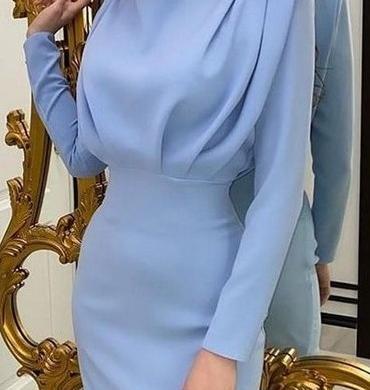عکس مدل لباس مجلسی دخترانه رنگ ابی کاربنی