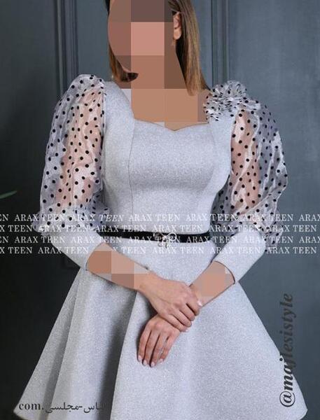 عکس لباس مجلسی دخترانه استین پفی