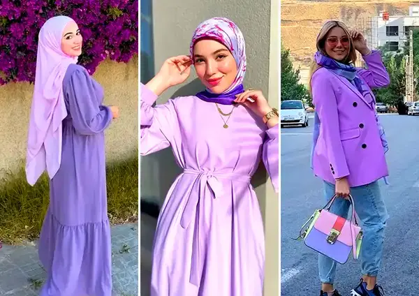 عکس لباس مجلسی بلند یاسی رنگ