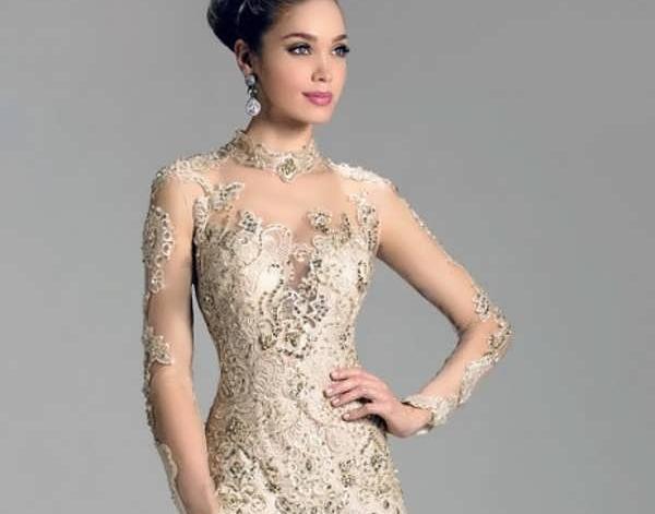 عکس لباس مجلسی گیپور یقه ایستاده