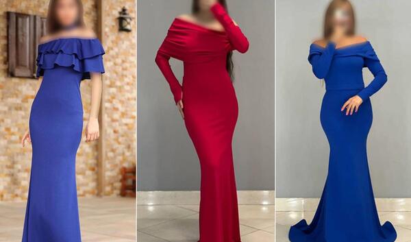 عکس لباس های مجلسی کوتاه یقه قایقی