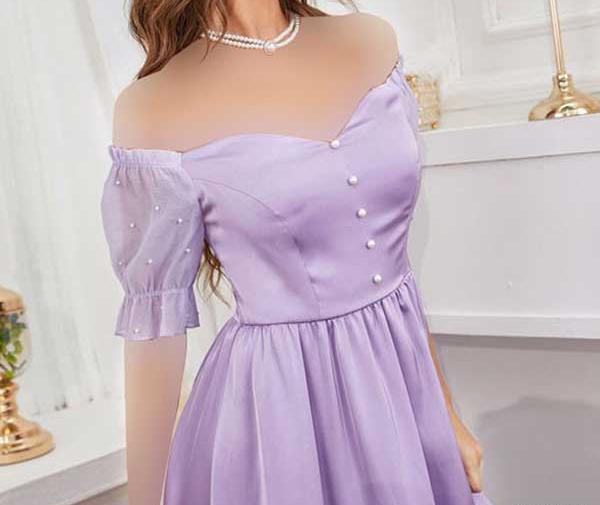 عکس لباس مجلسی یقه قایقی باز