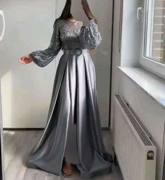 عکس لباس مجلسی نقره ای بلند