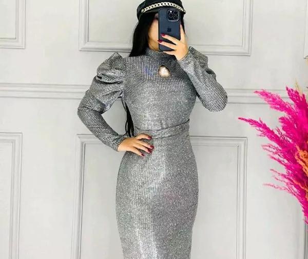 عکس لباس مجلسی نقره ای بلند