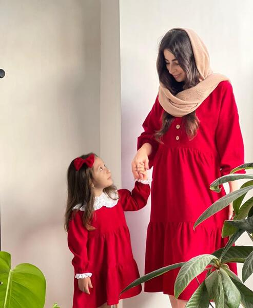 عکس لباس مجلسی مادر دختری مخمل