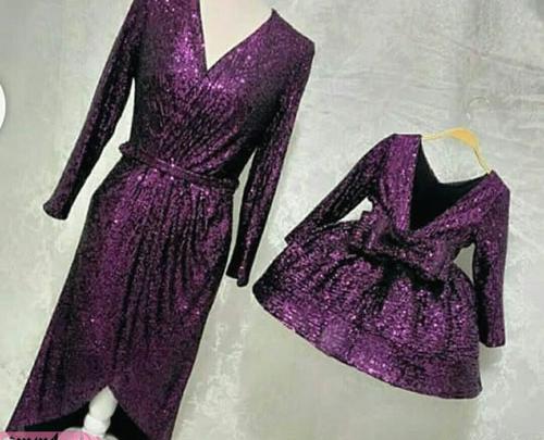 عکس لباس مجلسی مادر دختری مخمل