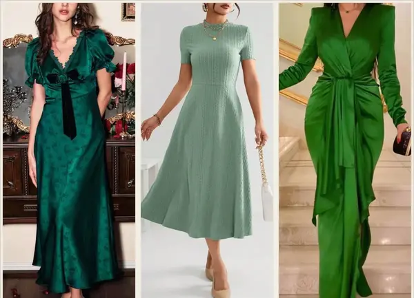عکس لباس مجلسی سبز لیمویی