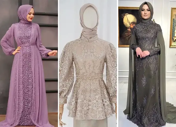 عکس لباس مجلسی گیپور و ساتن شیک