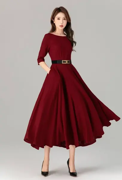 عکس لباس مجلسی قرمز دخترانه
