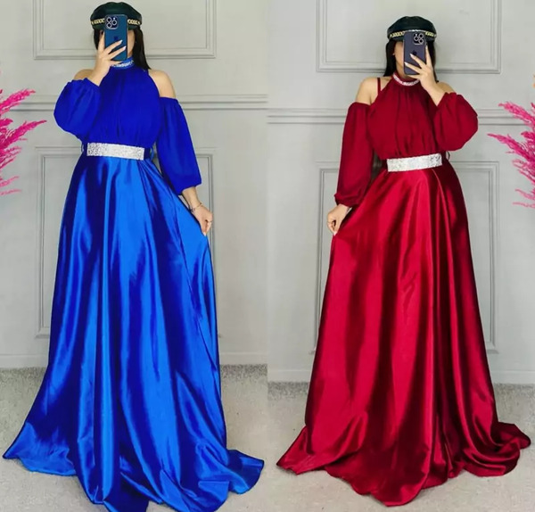 عکس لباس مجلسی قرمز ساتن