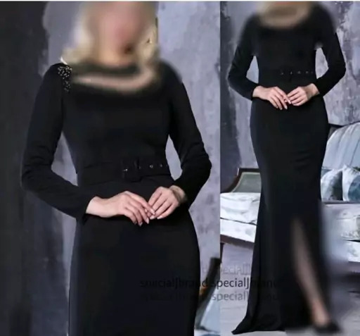 عکس لباس مجلسی بلند با پارچه غواصی