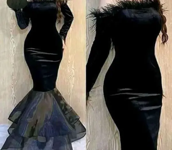 عکس مدل لباس مجلسی بلند طرح ماهی