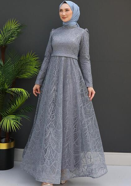 عکس لباس مجلسی طوسی زنانه