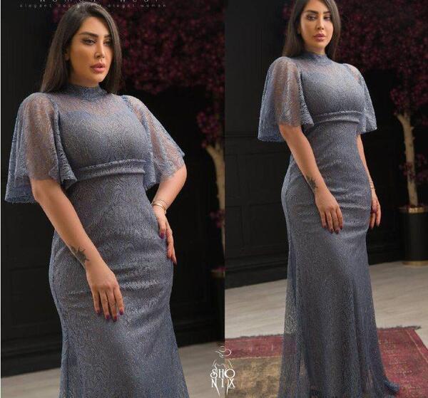 عکس لباس مجلسی طوسی زنانه