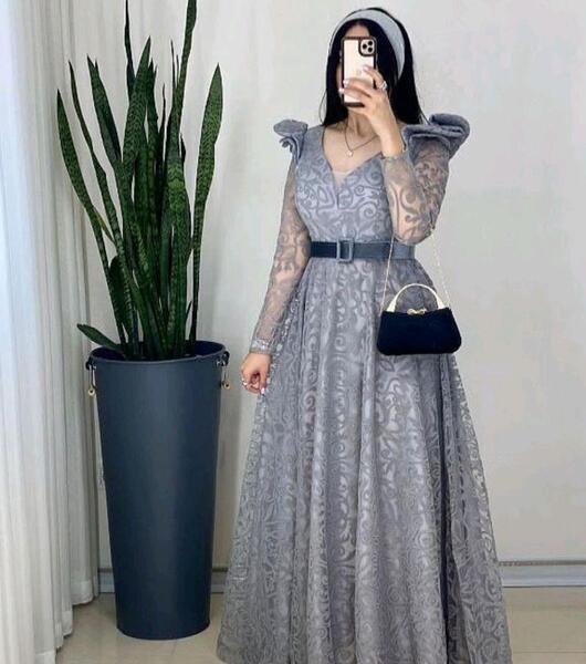 عکس لباس مجلسی طوسی زنانه