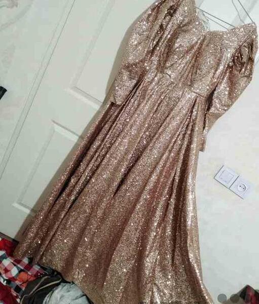 عکس لباس مجلسی طلایی شاین