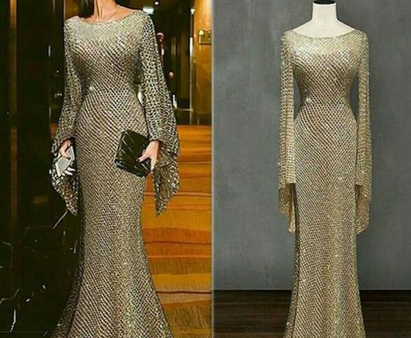 عکس لباس مجلسی طلایی شاین
