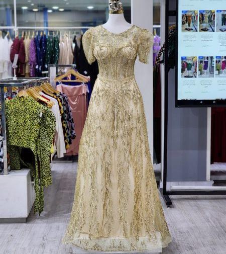 عکس لباس مجلسی طلایی شاین