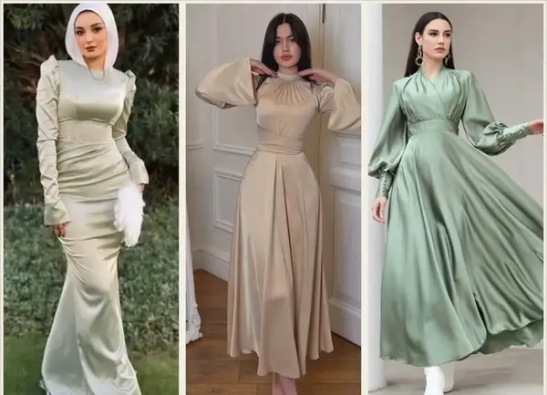عکس لباس مجلسی رنگ صدفی