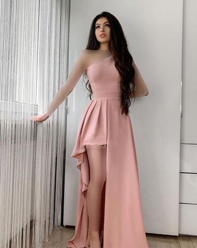 عکس لباس مجلسی صورتی پاستیلی