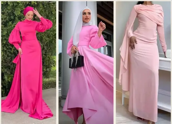 عکس لباس مجلسی صورتی پاستیلی