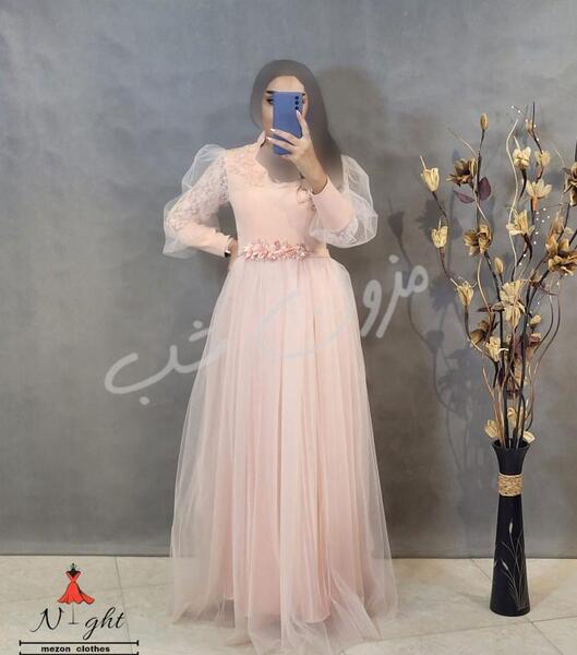 عکس لباس مجلسی صورتی پاستیلی