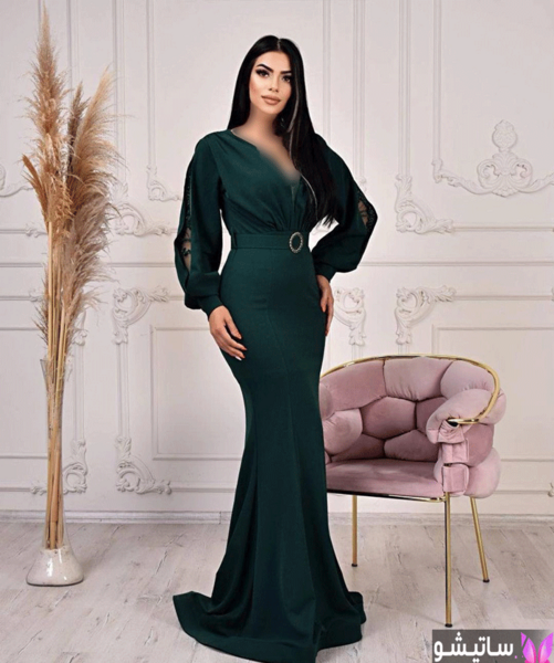 عکس لباس مجلسی زنانه سبز زمردی