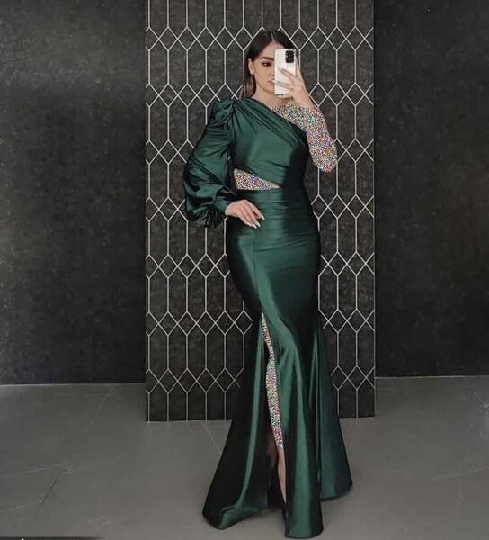 عکس لباس مجلسی زنانه سبز زمردی