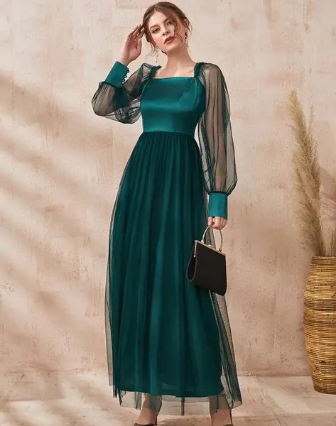 عکس لباس مجلسی زنانه سبز زمردی