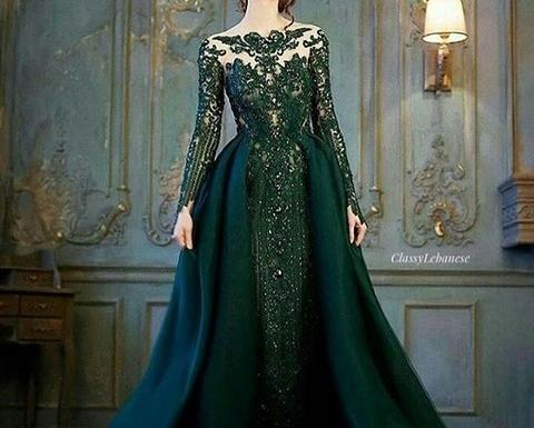 عکس لباس مجلسی زنانه سبز زمردی
