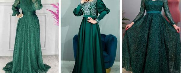 عکس لباس مجلسی سبز زمردی