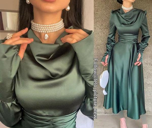 عکس لباس مجلسی ساتن ساده