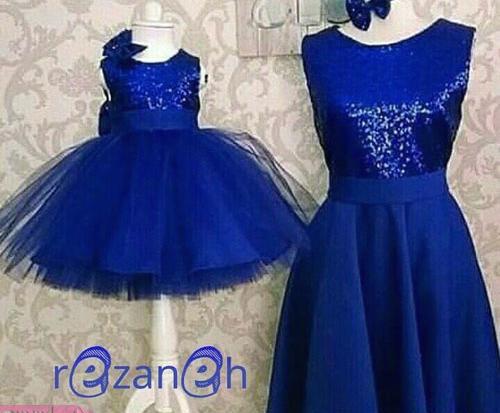 عکس لباس مجلسی ست مادر دختری پولکی