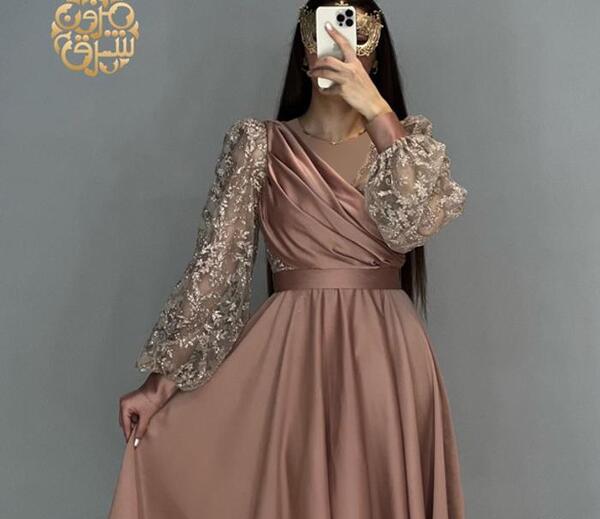 عکس لباس مجلسی ساتن ژپون دار
