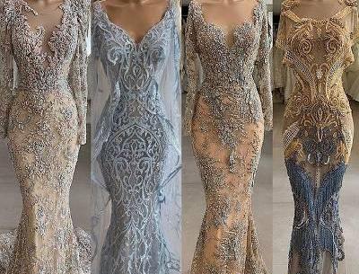 عکس لباس مجلسی زنانه بلند سنگ دوزی شده