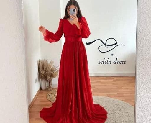 عکس لباس مجلسی کرپ حریر بلند