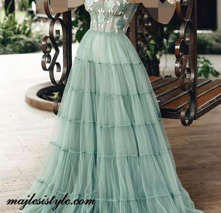 عکس لباس مجلسی دخترانه بلند چین دار