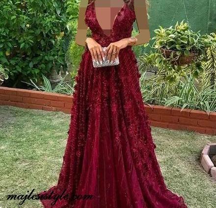 عکس مدل لباس مجلسی دخترانه بلند چین دار