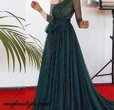 عکس مدل لباس مجلسی دخترانه بلند چین دار