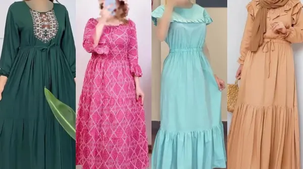 عکس مدل لباس مجلسی دخترانه بلند چین دار