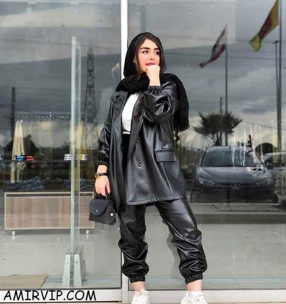 عکس لباس مجلسی کوتاه چرم