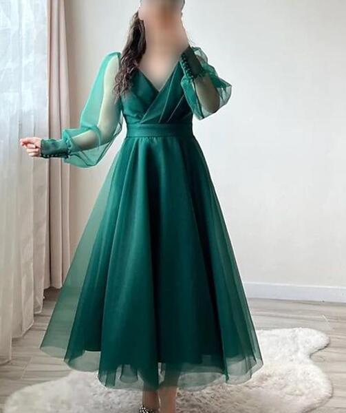 عکس لباس مجلسی توری پفی بلند