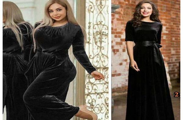 عکس لباس مجلسی بلند با پارچه لمه پوشیده
