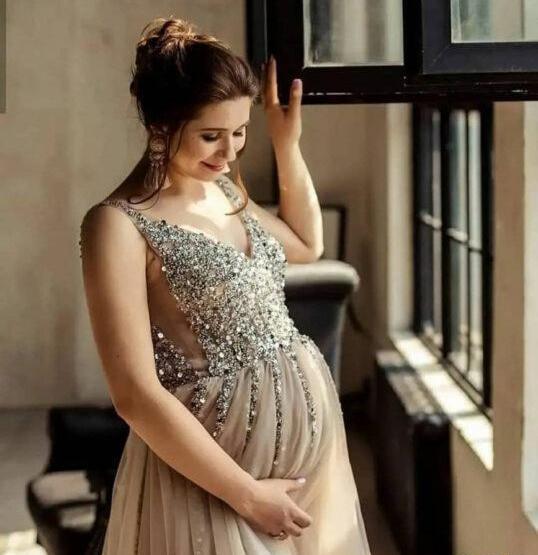 عکس لباس مجلسی بارداری ساده و شیک