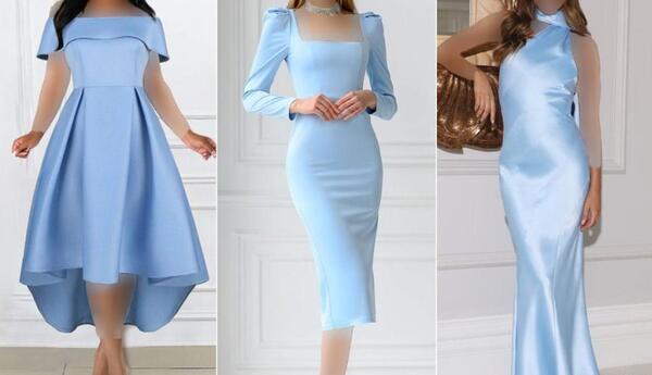 عکس لباس مجلسی زنانه آبی روشن