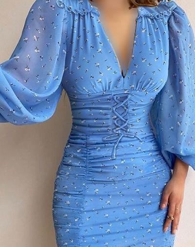 عکس لباس مجلسی آبی کوتاه